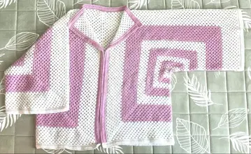 [017] 니트 손뜨개질 그래니 헥사곤 가디건 가디건