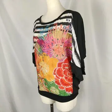 Desigual 꽃무늬 돌먼 보더 비즈 블랙 S 사이즈 B4127