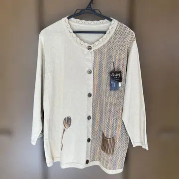 MYplanning 꽃 자수 가디건 L 사이즈 베이지