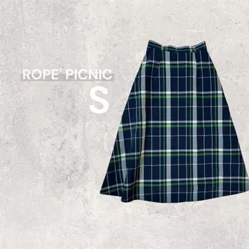 로페피크닉 플레어 스커트 체크 패턴 롱 기장 하늘하늘 S