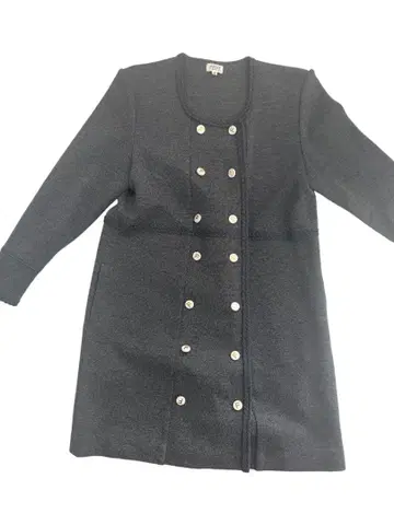 FOXEY 버튼 달린 롱 코트 사이즈 40 다크 그레이