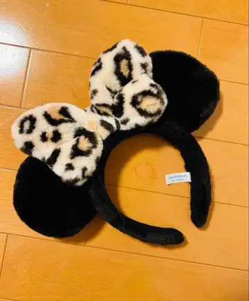 디즈니 미니 레오파드 무늬 리본 머리띠