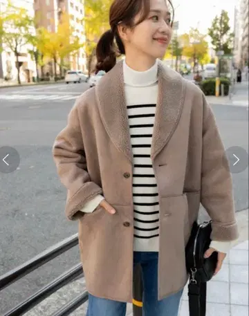 URBAN RESEARCH 베이지 무스탕 코트