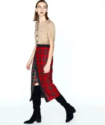 그레이스 콘티넨탈 체크 타이트 스커트