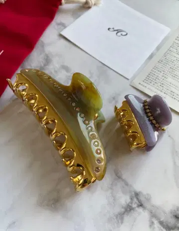 acca 헤어 클립 세트 바나나 클립 아카 베이지 퍼플