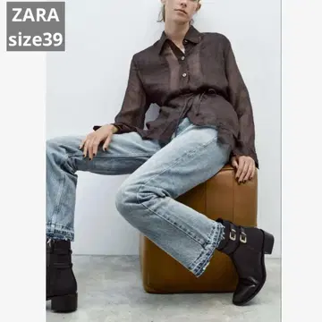 ZARA 버클 스트랩 숏부츠 블랙