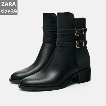 ZARA 버클 스트랩 숏부츠 블랙