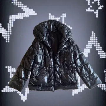 블랙 후드 부착 다운 자켓 y2k 다크 코어