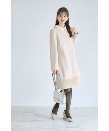 [미사용 새상품] 토코 클로젯 옷깃 퍼 절개 원피스