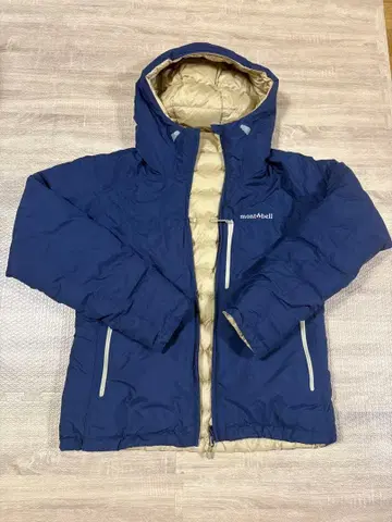 montbell 후드 부착 다운 자켓 네이비