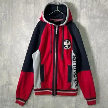 NAPAPIJRI 지퍼 후드티 국기 스티치 자수 로고 나파피리