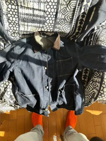 다크 블루 데님 자켓 코듀로이 옷깃