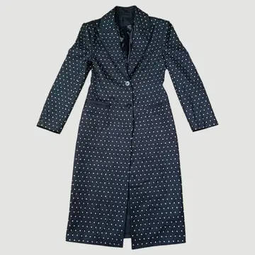 여성용 올 패턴 큐빅 롱 코트 블랙 S 사이즈