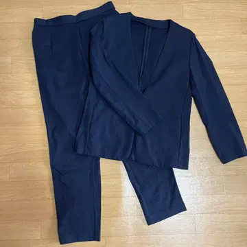 네이비 노카라 팬츠 파자마 정장 세트