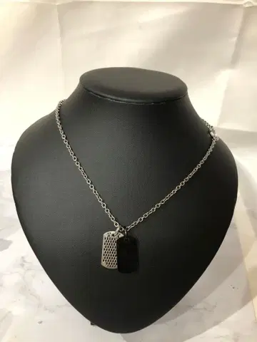 스테인리스 소재 메쉬 & 블랙 플레이트 목걸이 741