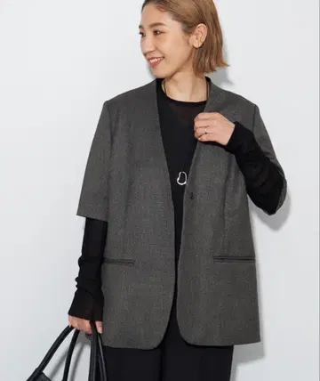 [ PLAGE ] 노카라 반팔 자켓