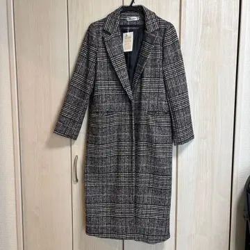 아우터 롱 코트 여성용 글렌체크 코트 롱 기장 체크 무늬