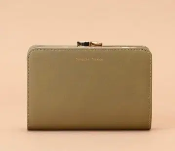 SamanthaThavasa 스마트 바이컬러 금속 장식 접이식 지갑 카키