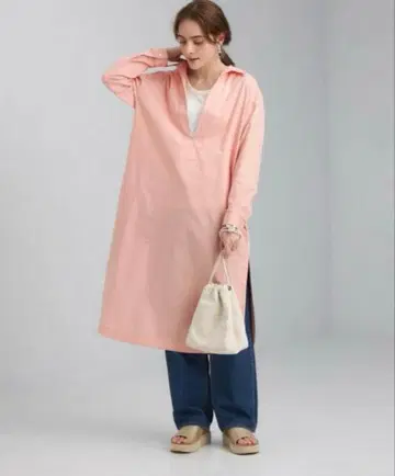 La porte de demain 카프탄 원피스 셔츠 원피스 핑크