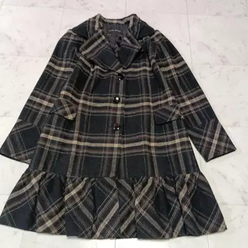 ZARA 자라 체크 무늬 프릴 헴 롱 코트 L