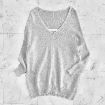 TIARA 티아라 니트 긴팔 면 그레이