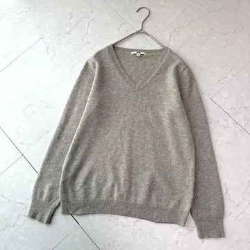 유니클로 캐시미어 V넥 스웨터 니트 L 그레이