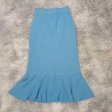 미라 오웬 롱 스커트 S 스카이블루 머메이드 양모 니트 스커트