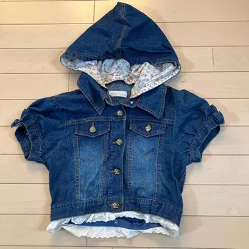 12.12 리즈리사 데님 자켓 블루 반팔 F 후드 탈부착 가능
