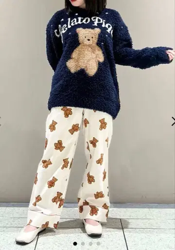젤라또피케 [ HOLIDAY ] 베어 패턴 룸웨어 상하의 세트