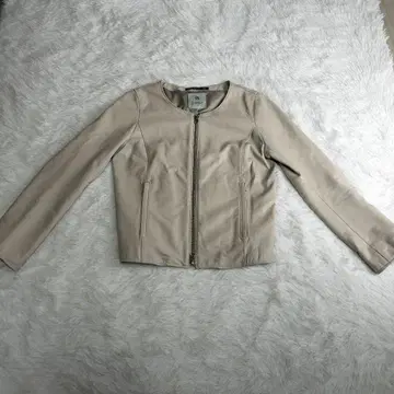 nano UNIVERSE 베이지 노카라 가죽 자켓 여성용