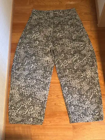 레오파드 무늬 코튼 와이드 팬츠