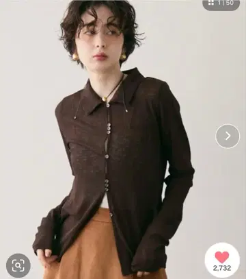 Trish 시어 텔레코런덤 버튼 폴로 가디건