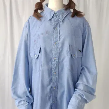 70s 빈티지 중고 XL 사이즈 시어스 긴팔 샴브레이 셔츠