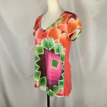 Desigual T셔츠 컬러풀 M 오렌지 핑크 B4130