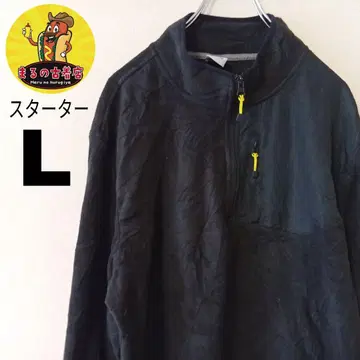 USA 구제 의류 스타터 하프 지퍼 플리스 L 블랙