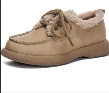 플리스 로퍼 여성용 가죽 속기모 겨울용 부츠 스노우 슈즈 통굽 방한