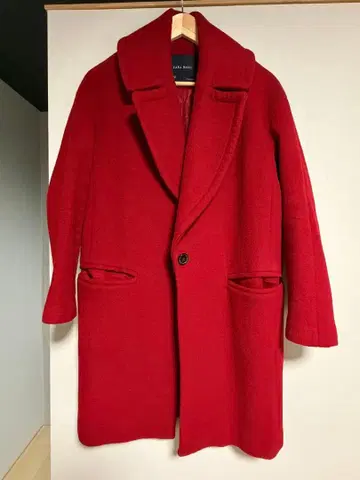 ZARA BASIC 빨간색 체스터 코트 EU 36
