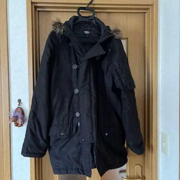 새상품급 블랙 모즈 코트 퍼 후드 LARGE