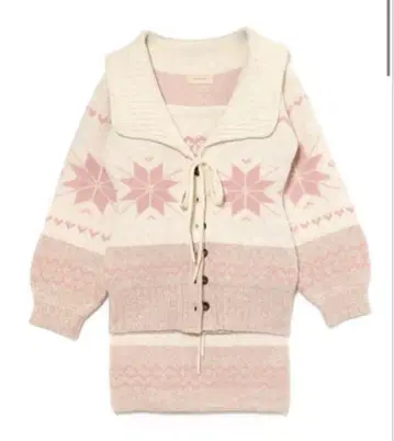 Heart nordic cardigan set up pink