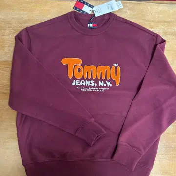 새상품 Tommy Jeans 버건디 스웨트 셔츠 MENS 사이즈 M