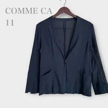 노카라 자켓 얇은 소재 네이비 L 깔끔한 봄/가을