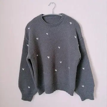 니트 스웨터 긴팔 프리 사이즈 성숙/러블리 하트 무늬 오버 사이즈