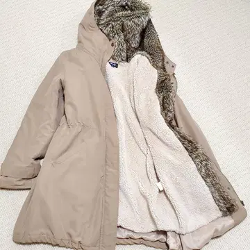 c.p.a 모즈 코트 퍼 베이지 플리스 안감 모즈 코트 여성용