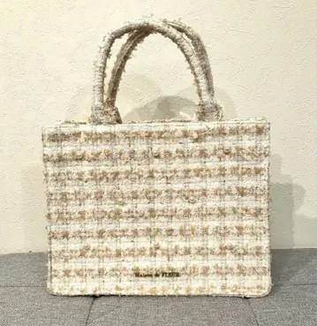 메종 드 플뢰르 트위드 스퀘어 토트 S 백