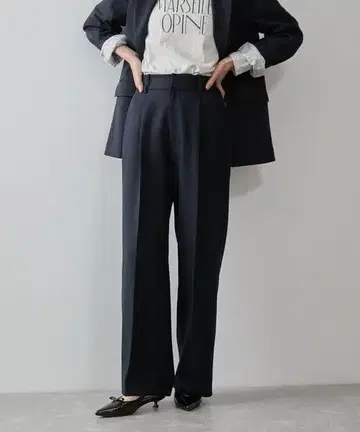 컴포트 트윌 원턱 와이드 슬랙스 팬츠 [ 세탁 가능/방지/UV 케어 ]