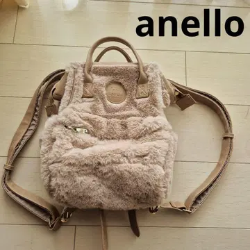 새상품급 anello 베이지 퍼 백팩 미니 복슬복슬 퍼