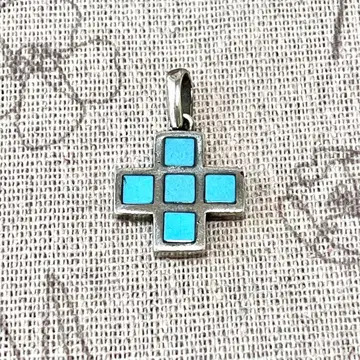 Clio blue 클리오 블루 터콰이즈 실버 크로스 펜던트 탑