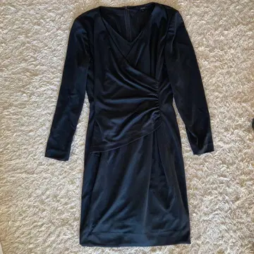 [ ROPE ] 블랙 포멀 긴팔 랩 원피스