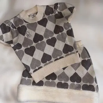 하트 무늬 니트 셋업