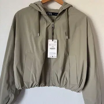 ZARA 카키 후드 부착 블루종 M